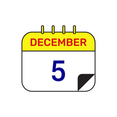5 december calendar icon vector illustration design