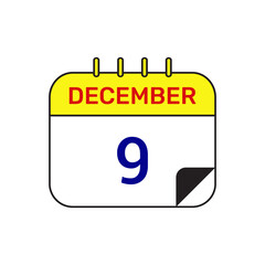 9 december calendar icon vector illustration design