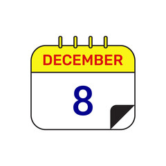 8 december calendar icon vector illustration design