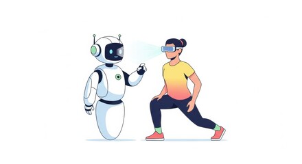 Human and Robot collaboration in fitness training with virtual reality integration