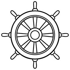 Obraz premium Nautical Ship Wheel – Clean Line Art Vector