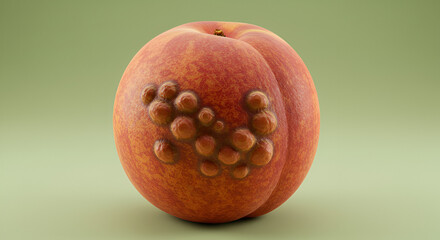 Fototapeta premium Peach with Plum Pox Virus Signs on the Skin