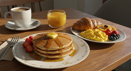 温かみのある朝食プレート