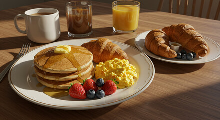 温かみのある朝食プレート