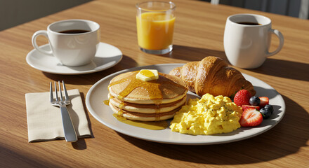 温かみのある朝食プレート