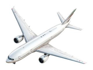 Airplane takeoff action airport location aviation content clear sky environment aerial viewpoint isolated on transparent background