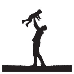 Father and child silhouette embracing with love and connection