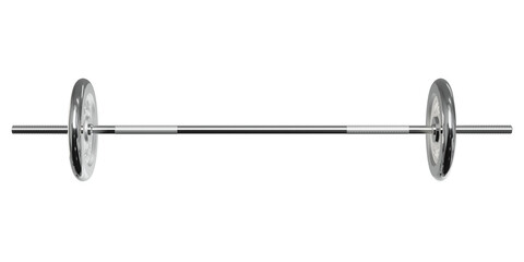 Cast Iron Adjustable Barbell with 20kg or 44lb plates, side view, isolated on white background. 3D illustration