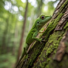 Obraz premium Small Green Iguana Closeup