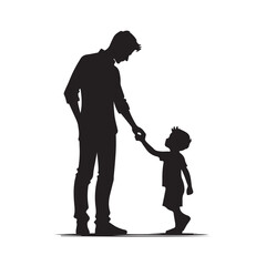 Father and child silhouette holding hands in a heart shape