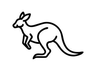 Obraz premium Simple black line drawing of a kangaroo in motion. A clean, minimalist black line illustration of a kangaroo in a dynamic leaping pose against a pure white background.