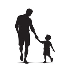 Father and child silhouette embracing warmly in a loving family moment silhouette