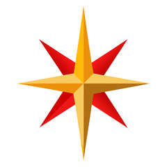 Obraz premium A stylized eight pointed starburst symbol in vibrant red and gold colors on a white background