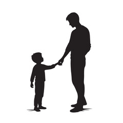Father and child silhouette holding hands in a heart shape