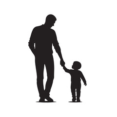 Father and child silhouette holding hands