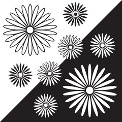 Abstract Daisy Flowers in Black and White