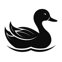 Swimming Duck Silhouette Vector