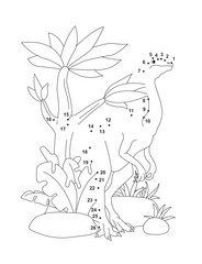 Gallimimus Connect the Dots Activity Page for Kids – Fun Dot to Dot Dinosaur Puzzle