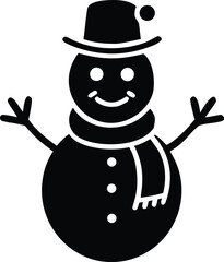 snowman with hat and scarf silhouette