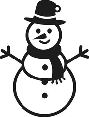 snowman with hat and scarf silhouette