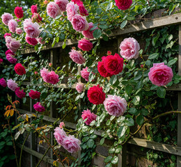 Obraz premium pink roses in a garden