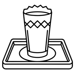 Top View Arabic Tea Glass Line Art