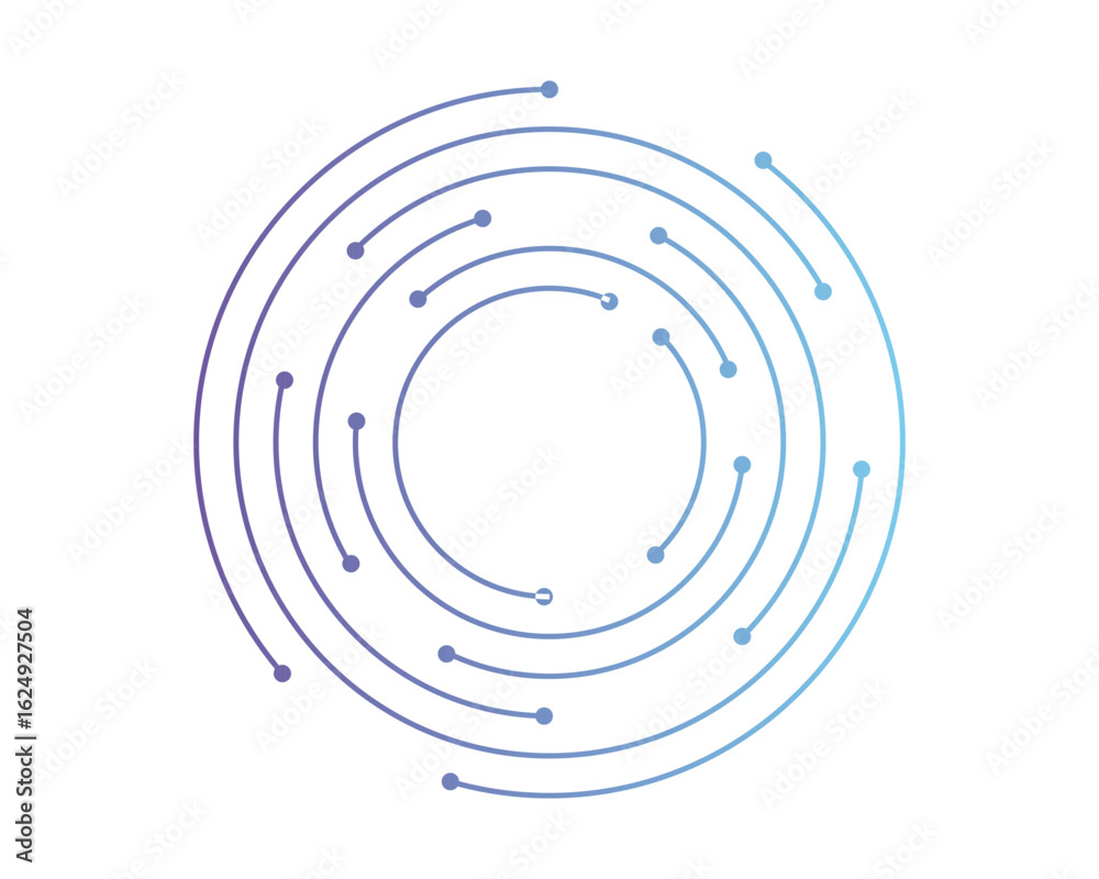 Wall mural circuit board circle line dots connection. motherboard electronic technology data, electrical board,
