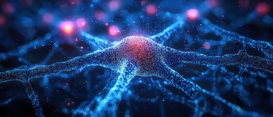 Microscopic View of a Neuron: A Detailed 3D Render of Neural Network