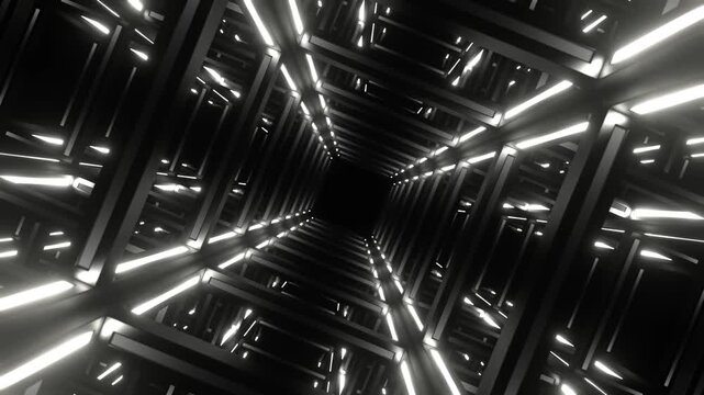 White Movement Through Neon Frame Background VJ Loop in 4K