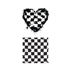 romantic race flag clipart - silhouette station asset, editable racing flag silhouette - love & speed