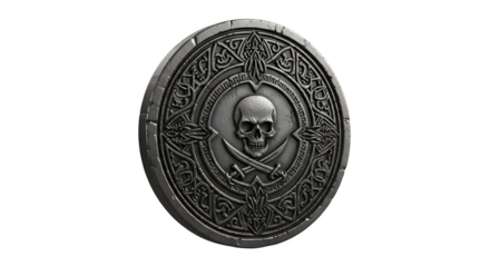 Decorative shield with skull and crossed swords design    .ai generative, transparent background, white background. isolated on white background, png, jpeg, jpg.