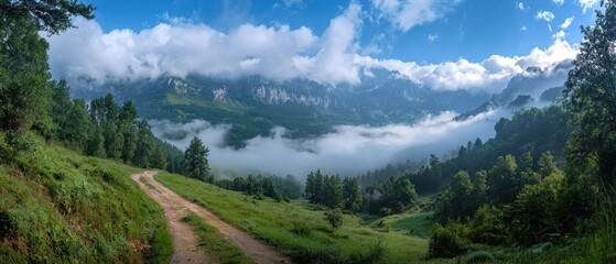 Misty Mountain Majesty: A Serene Panorama
