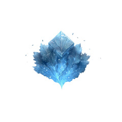 Frozen Crystal Bloom Abstract Ice Flower with Glowing Particles