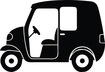 three wheel auto motor rickshaw icon silhouette