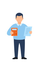 Illustration Vector SVG of Person with Calculator and Document in Flat Design