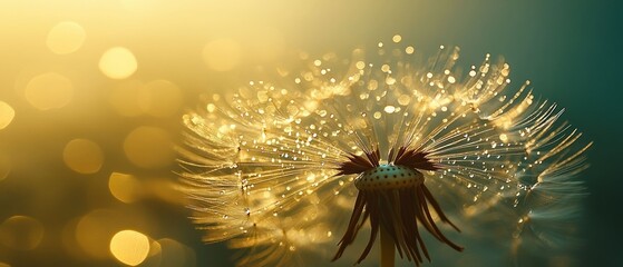 Golden Dandelion Wishes: A Sparkling Macro Photograph
