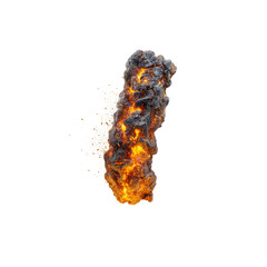 Fiery Debris Explosion, Burning Ash Plume, Volcanic Eruption Simulation