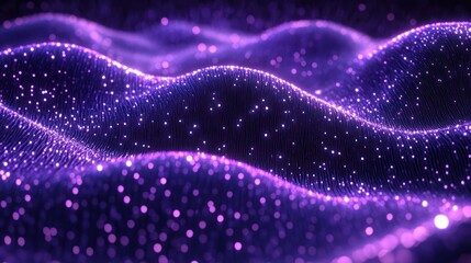 Obraz premium Purple Glittering Waves: Abstract Digital Art