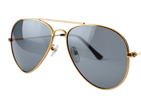 Classic Gold Aviator Sunglasses with Tinted Lenses – Isolated PNG"
