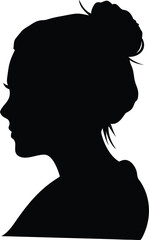 woman with messy bun hair vector silhouette