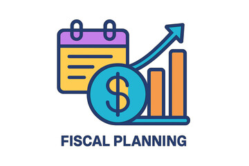Obraz premium Financial growth chart with calendar and dollar symbol in vector style fiscal planning icons