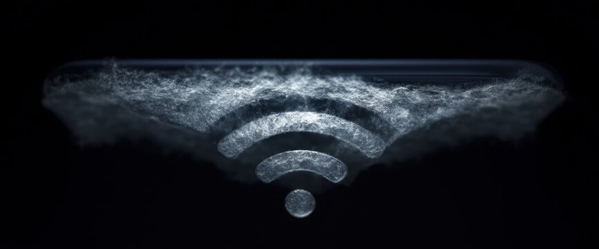 Abstract Wifi Symbol Emitting from Device