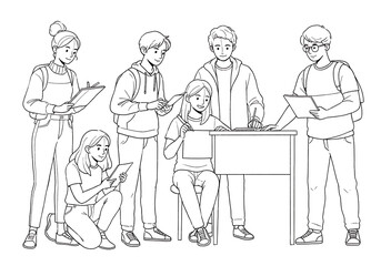 Group of Students Studying Together