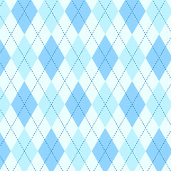シームレスなアーガイルチェック柄パターン|スウォッチにパターンあり　パステルブルー