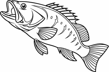 coloring page line art the bass black vector