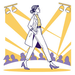 sketch of a woman in catwalk fashion show vector illustrator