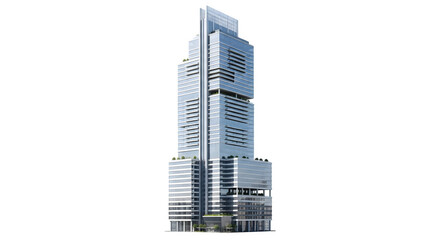 A tall skyscraper with a unique design against black    .ai generative, transparent background, white background. isolated on white background, png, jpeg, jpg.