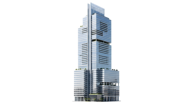 A tall skyscraper with a unique design against black    .ai generative, transparent background, white background. isolated on white background, png, jpeg, jpg.