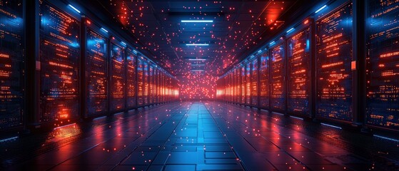 Neon Server Room: A Digital Data Corridor