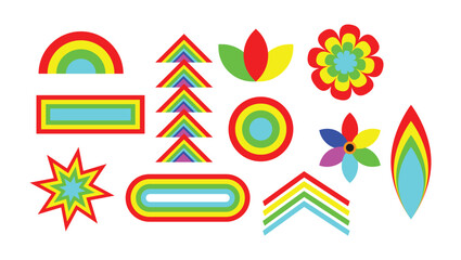 Rainbow Abstract Geometric Shape Collection Colorful Vector Elements Set